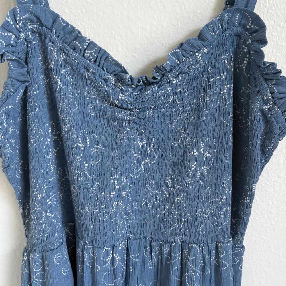 Market & Spruce | NWT Dusty Blue White Floral Strappy Midi Dress Ruched Top XXL - Picture 5 of 9